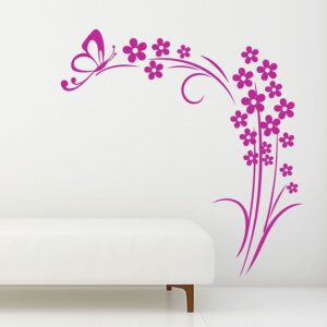 Stenska nalepka cvetlica metulj