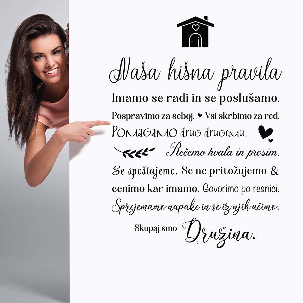 Stenski napis hišna pravila Stenski napis hišna pravila