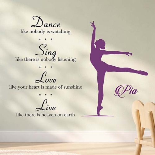 Dance sing love live stenski napis otroška soba plesalka