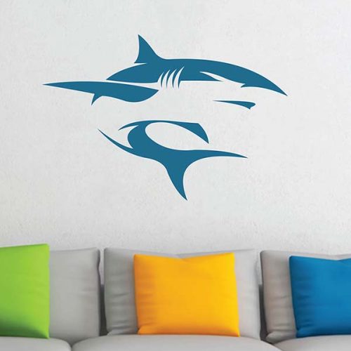 stenska nalepka morski pes wall decal shark 600